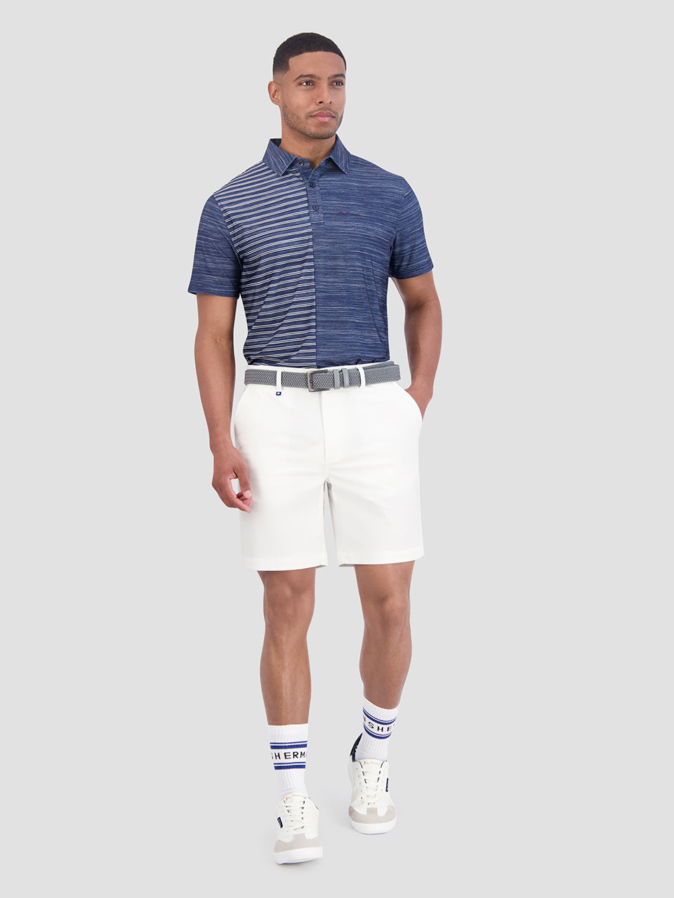 Polos Ben Sherman Melange Stripes Color Block Tech Jersey Sports Fit Bleu Marine | YVX-97869282